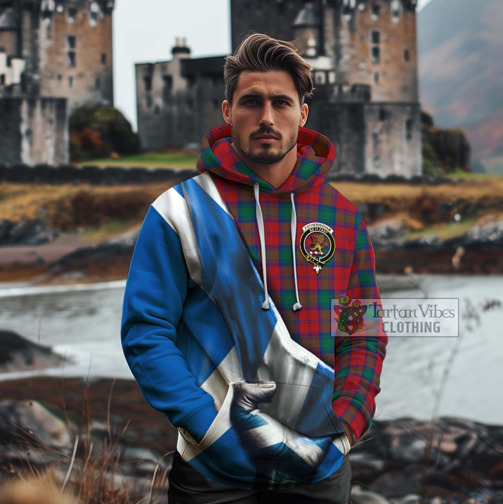 Tartan Vibes Clothing Fotheringham (Fotheringhame) Tartan Cotton Hoodie with Family Crest Scotland Patriotic Style