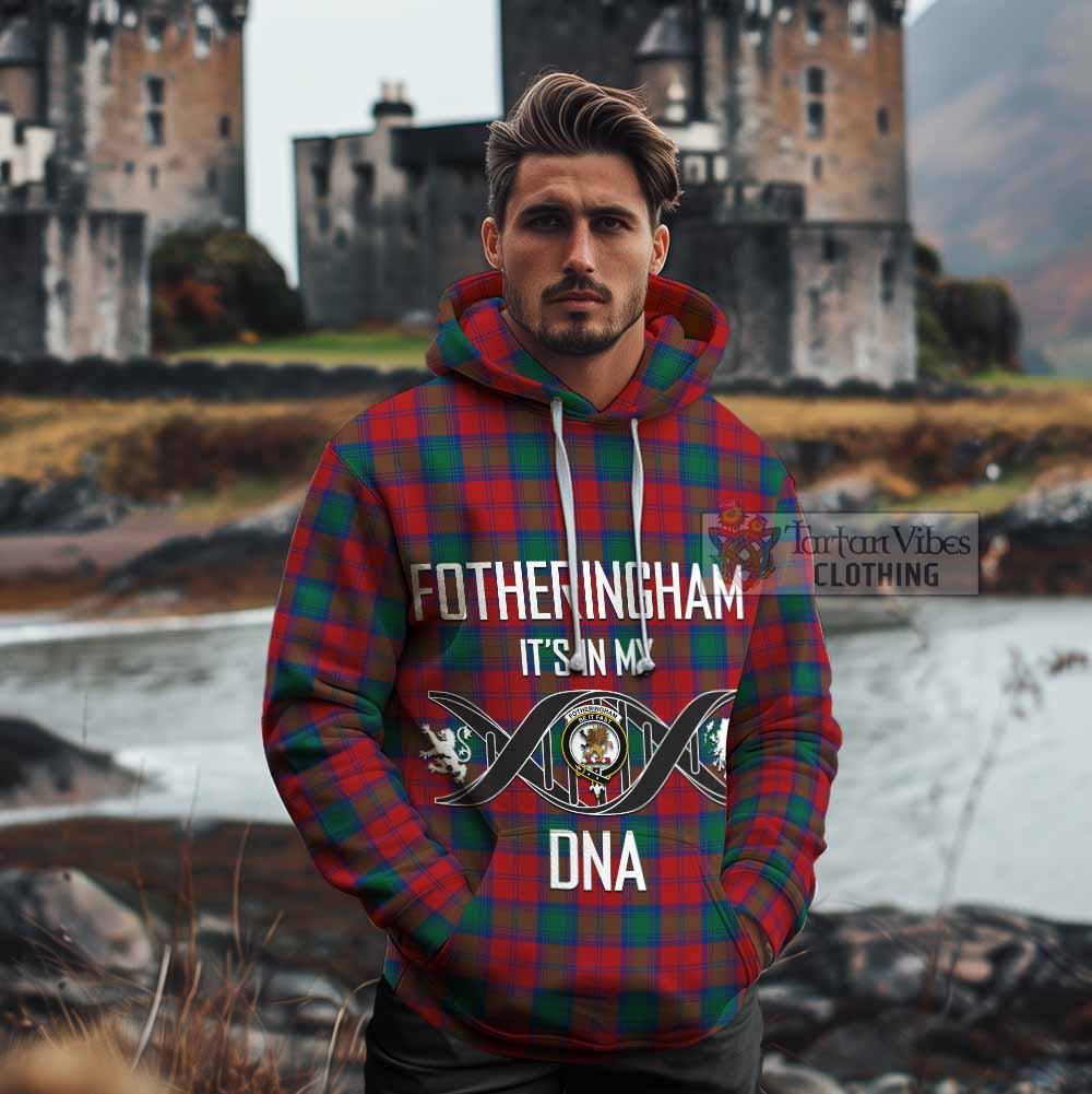 Tartan Vibes Clothing Fotheringham (Fotheringhame) Tartan Cotton Hoodie with Family Crest DNA In Me Style