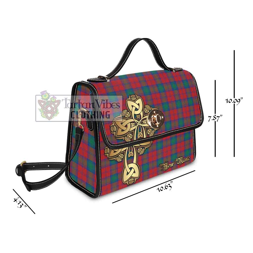 Tartan Vibes Clothing Fotheringham (Fotheringhame) Tartan Waterproof Canvas Bag Golden Thistle Celtic Cross Style