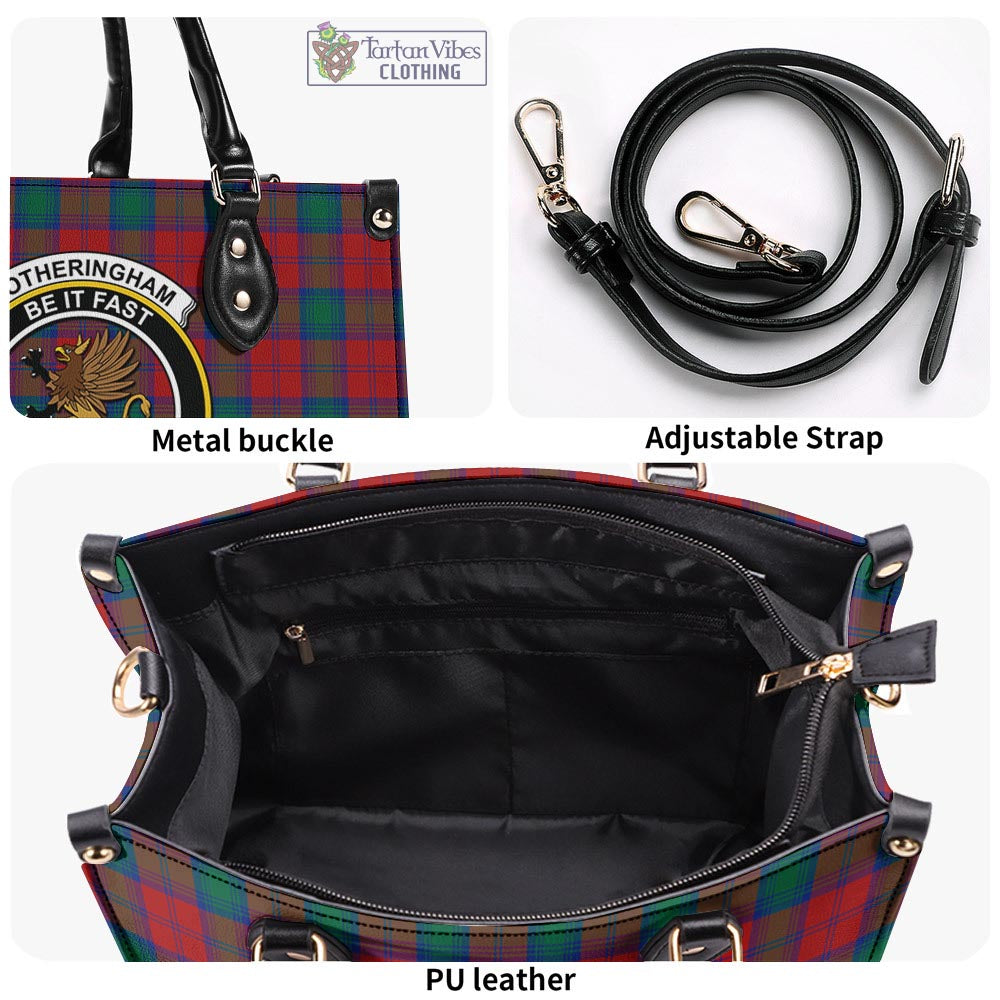 Fotheringham (Fotheringhame) Tartan Luxury Leather Handbags with Family Crest - Tartan Vibes Clothing