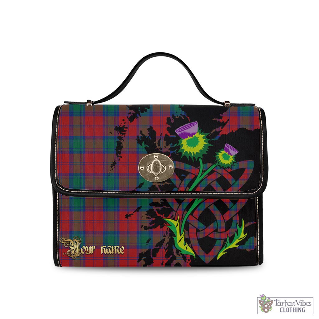 Tartan Vibes Clothing Fotheringham Modern Tartan Waterproof Canvas Bag with Scotland Map and Thistle Celtic Accents