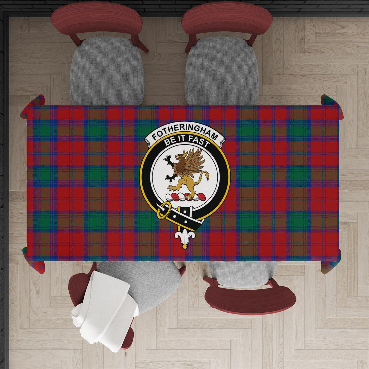 Fotheringham (Fotheringhame) Tartan Tablecloth with Family Crest XL 57.1"x70.9"(145x180cm) - Tartan Vibes Clothing