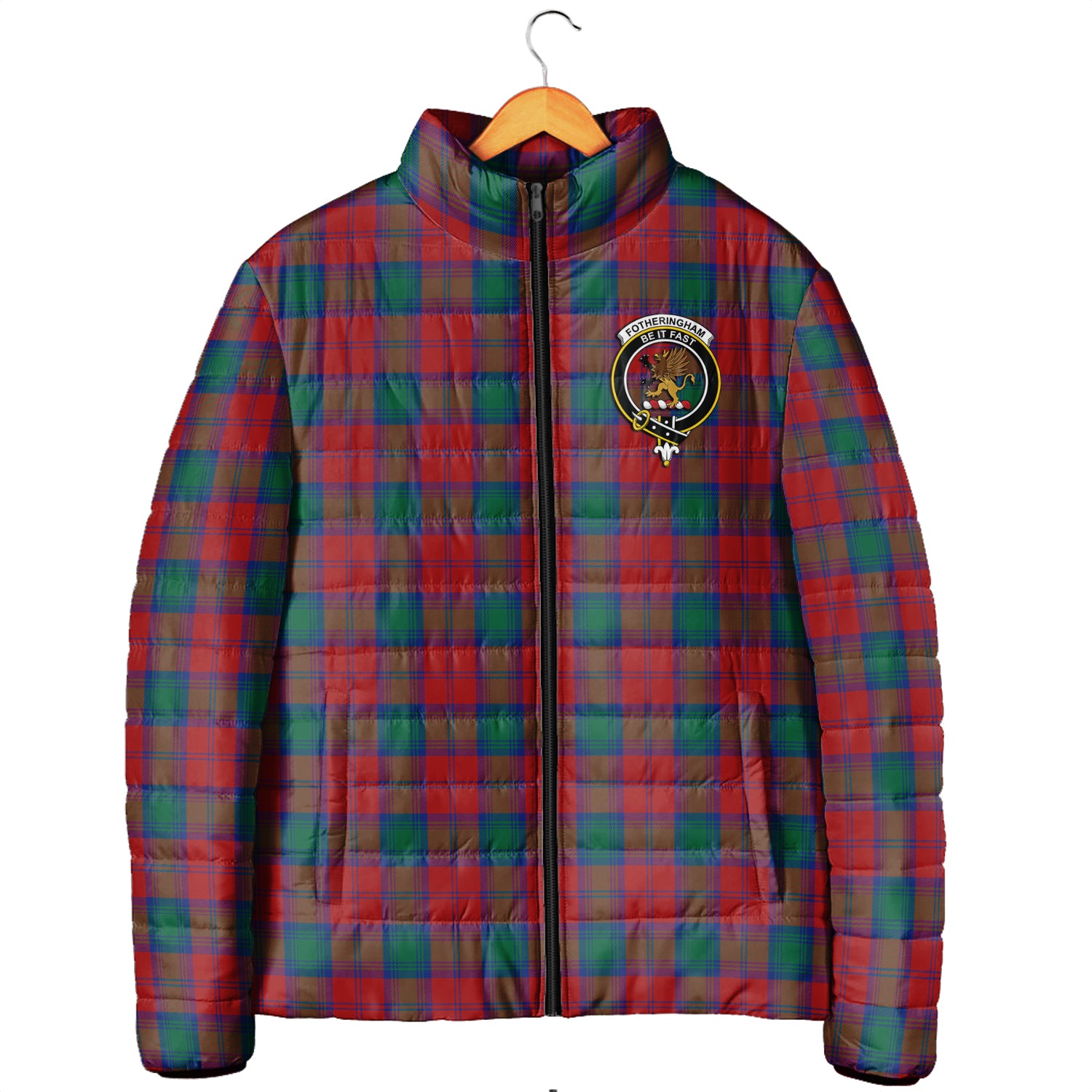 Fotheringham (Fotheringhame) Tartan Padded Jacket with Family Crest Men's Padded Jacket - Tartan Vibes Clothing