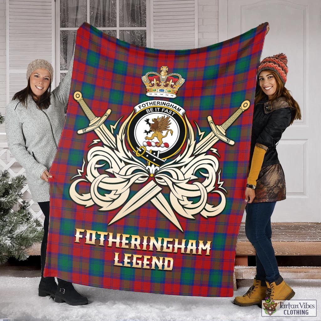 Tartan Vibes Clothing Fotheringham Modern Tartan Blanket with Clan Crest and the Golden Sword of Courageous Legacy