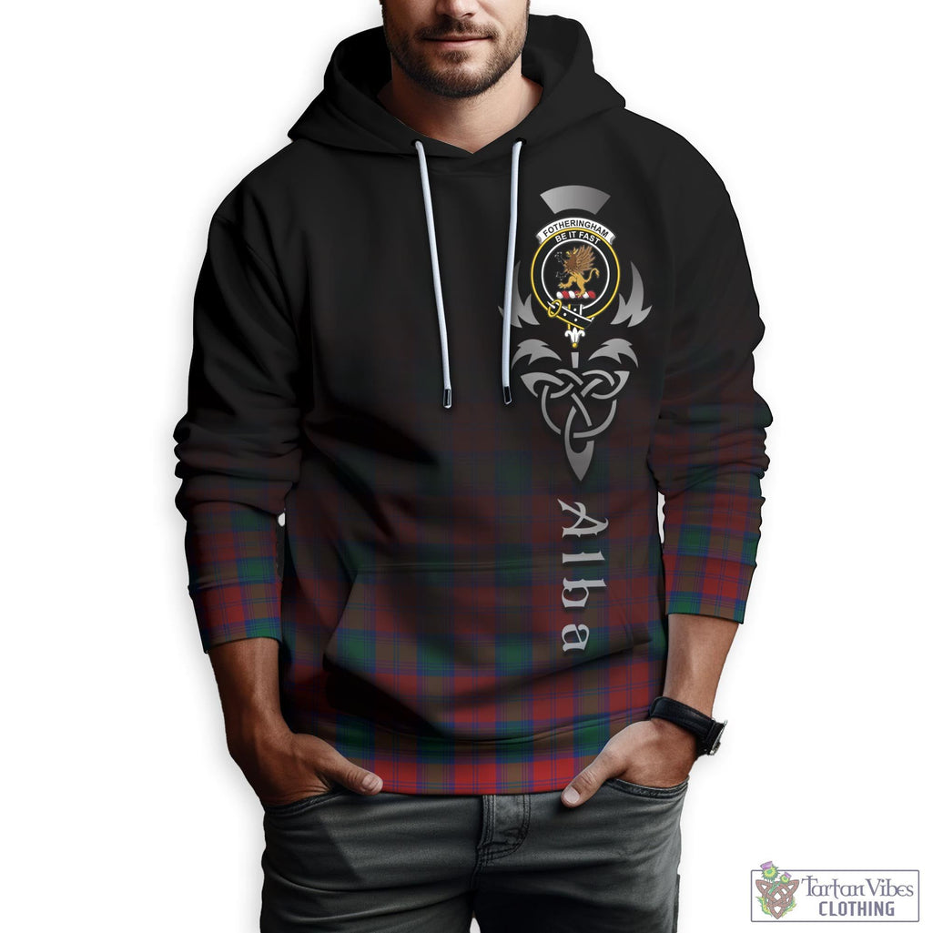 Tartan Vibes Clothing Fotheringham Modern Tartan Hoodie Featuring Alba Gu Brath Family Crest Celtic Inspired