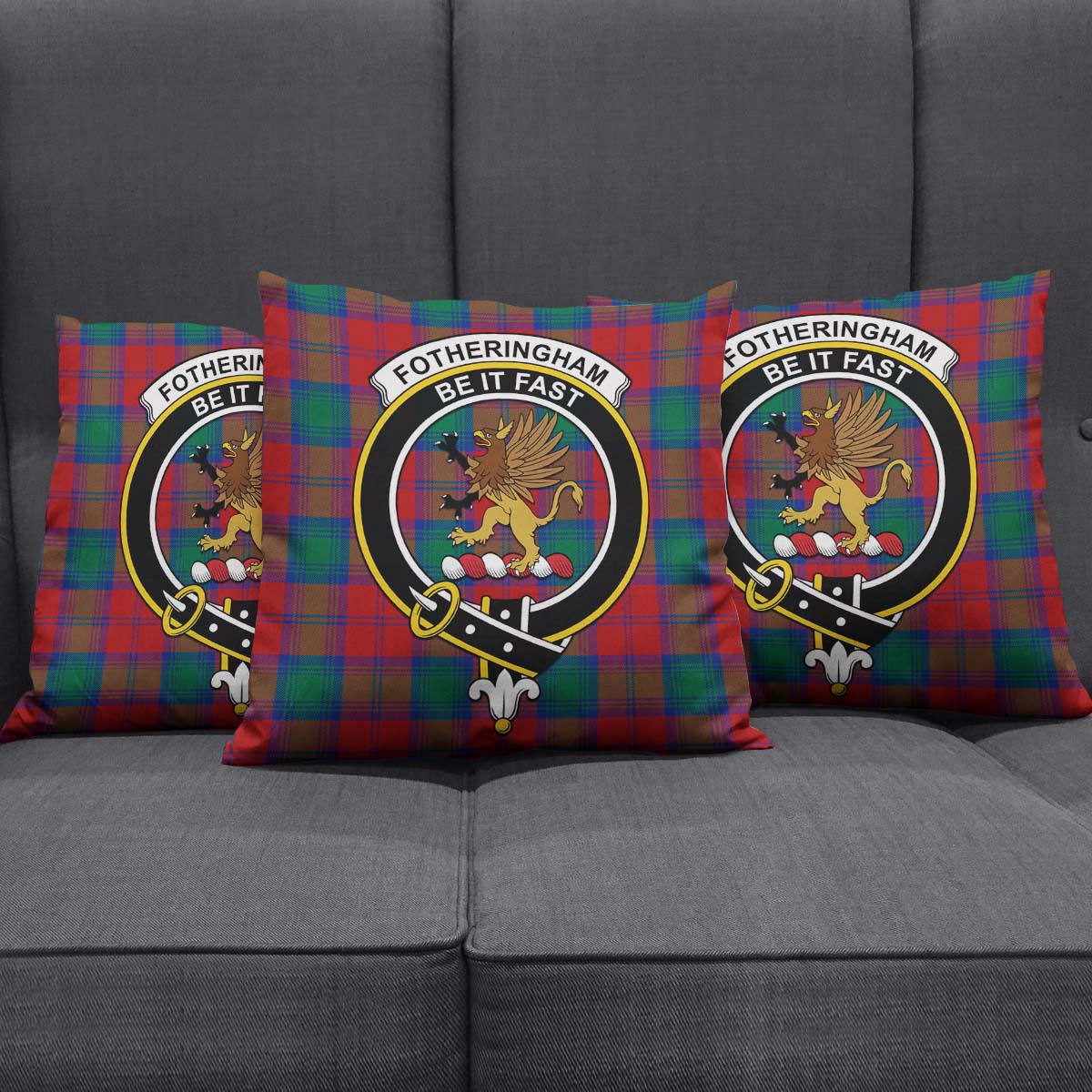 Fotheringham Modern Tartan Pillow Cover with Family Crest Square Pillow Cover - Tartanvibesclothing