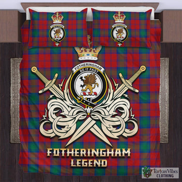 Fotheringham (Fotheringhame) Tartan Bedding Set with Clan Crest and the Golden Sword of Courageous Legacy