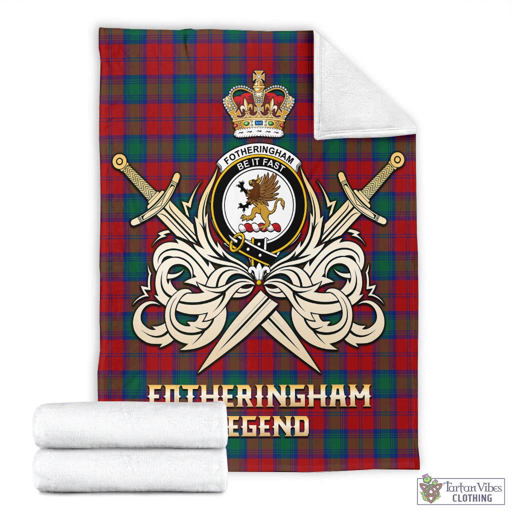 Tartan Vibes Clothing Fotheringham Modern Tartan Blanket with Clan Crest and the Golden Sword of Courageous Legacy