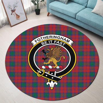 Fotheringham (Fotheringhame) Tartan Round Rug with Family Crest - Tartan Vibes Clothing