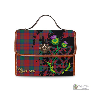 Fotheringham (Fotheringhame) Tartan Waterproof Canvas Bag with Scotland Map and Thistle Celtic Accents