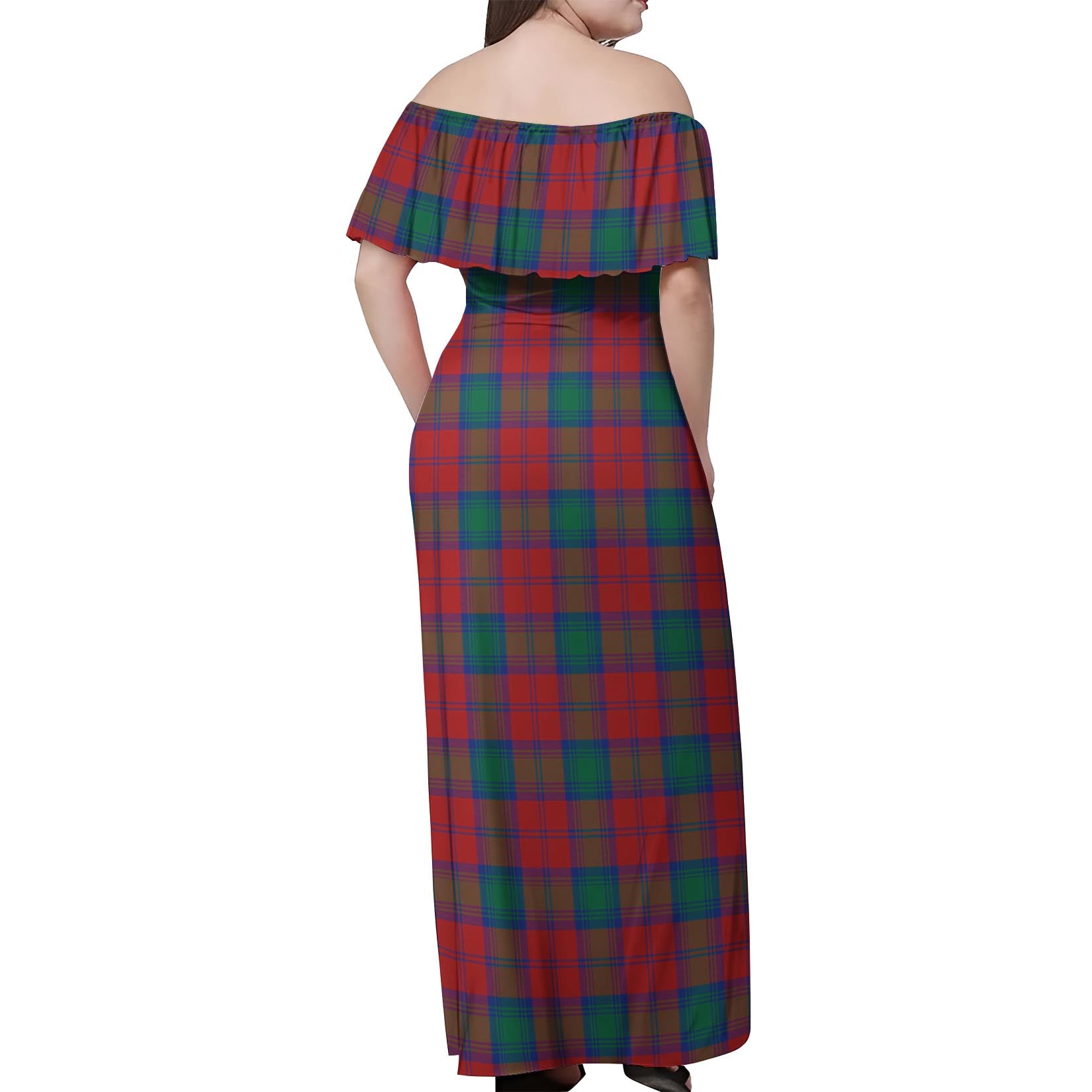 Fotheringham Modern Tartan Off Shoulder Long Dress - Tartanvibesclothing