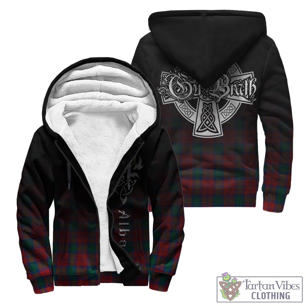 Tartan Vibes Clothing Fotheringham Modern Tartan Sherpa Hoodie Featuring Alba Gu Brath Family Crest Celtic Inspired