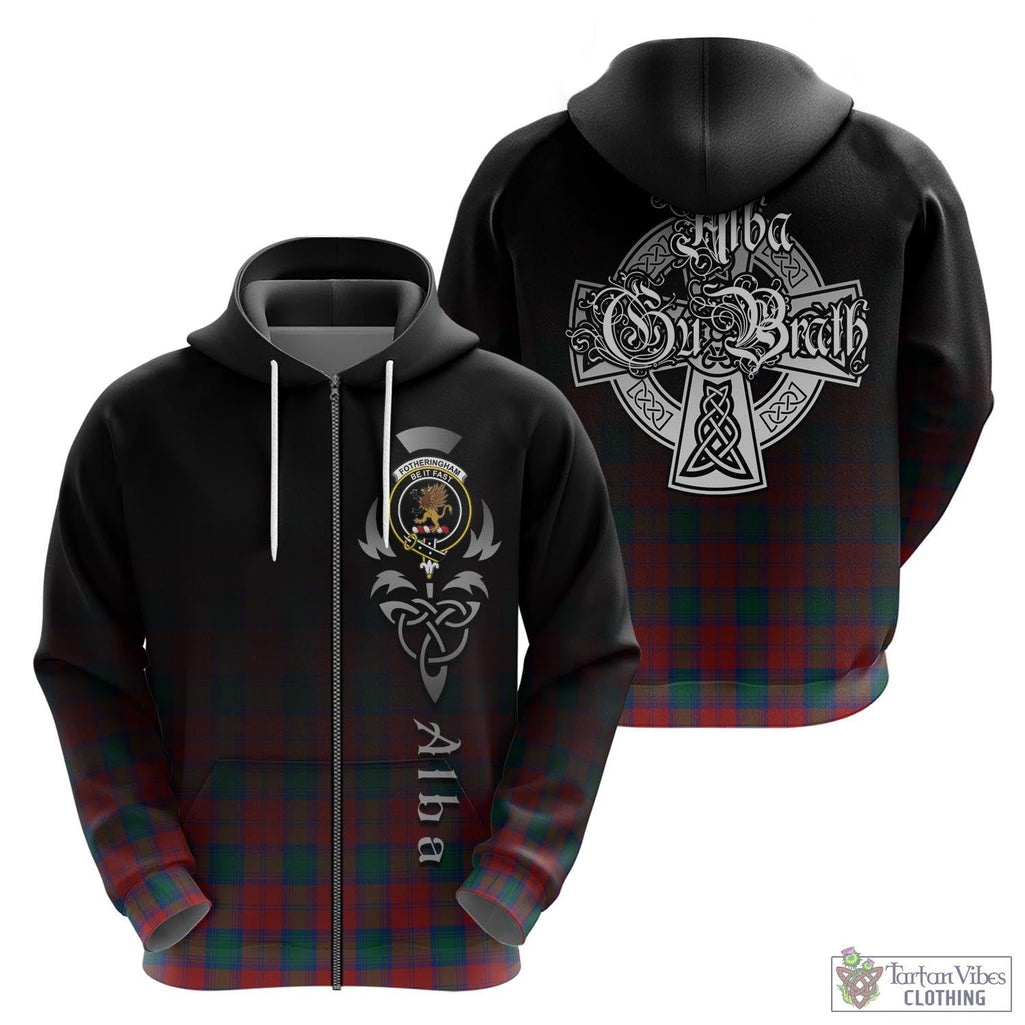 Tartan Vibes Clothing Fotheringham Modern Tartan Hoodie Featuring Alba Gu Brath Family Crest Celtic Inspired