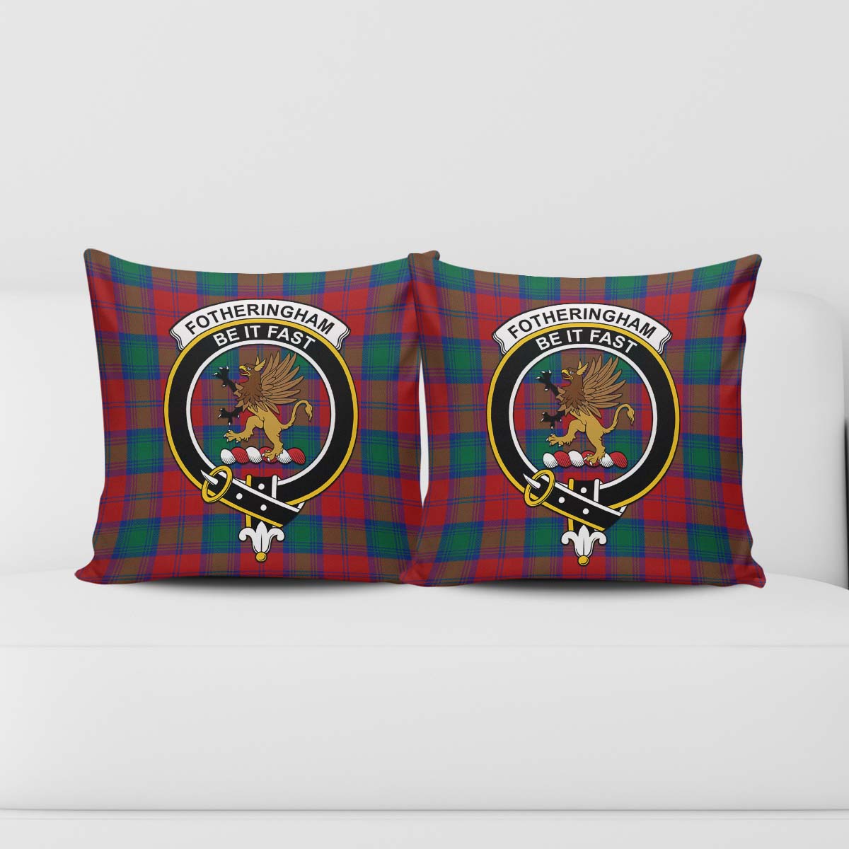 Fotheringham Modern Tartan Pillow Cover with Family Crest - Tartanvibesclothing