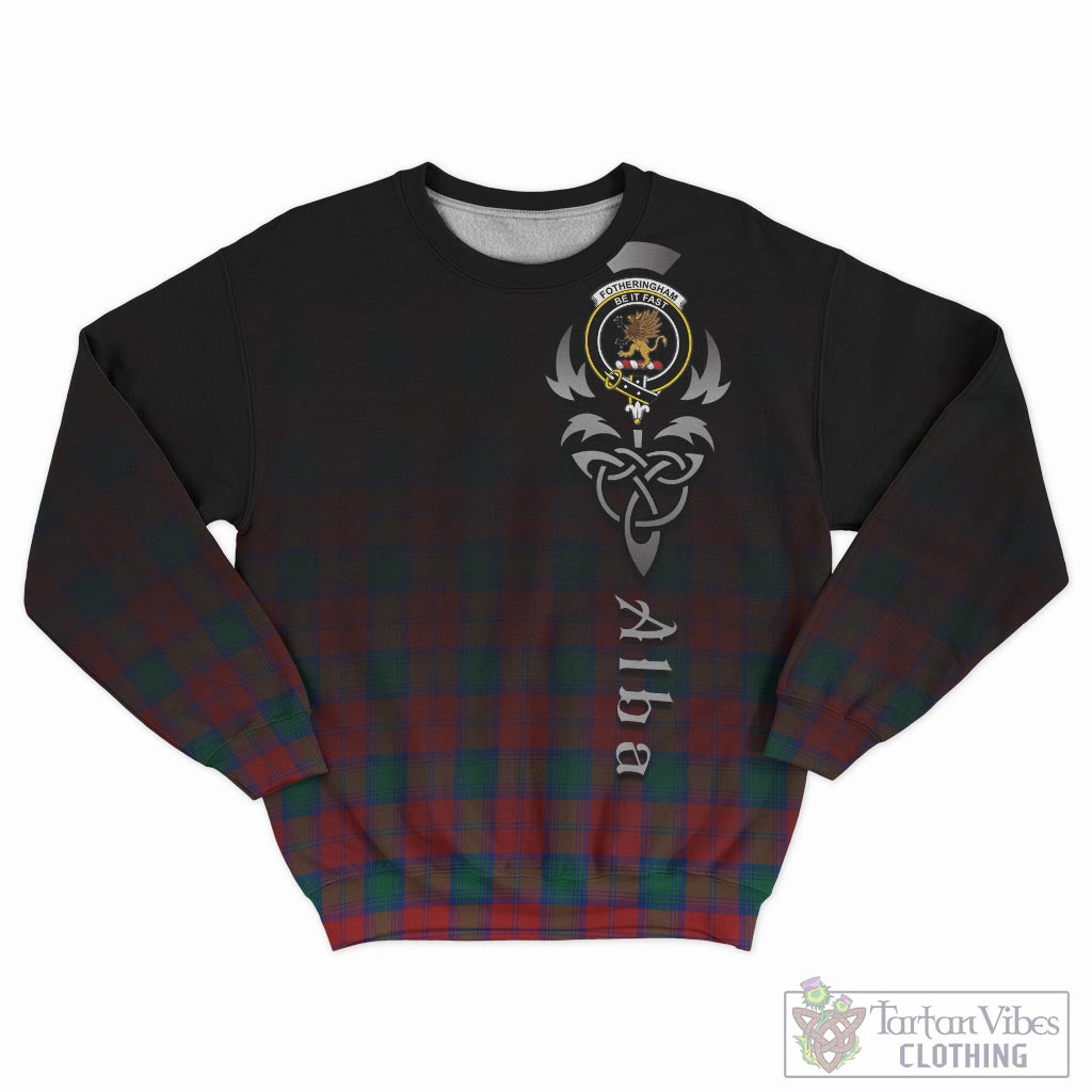 Tartan Vibes Clothing Fotheringham Modern Tartan Sweatshirt Featuring Alba Gu Brath Family Crest Celtic Inspired