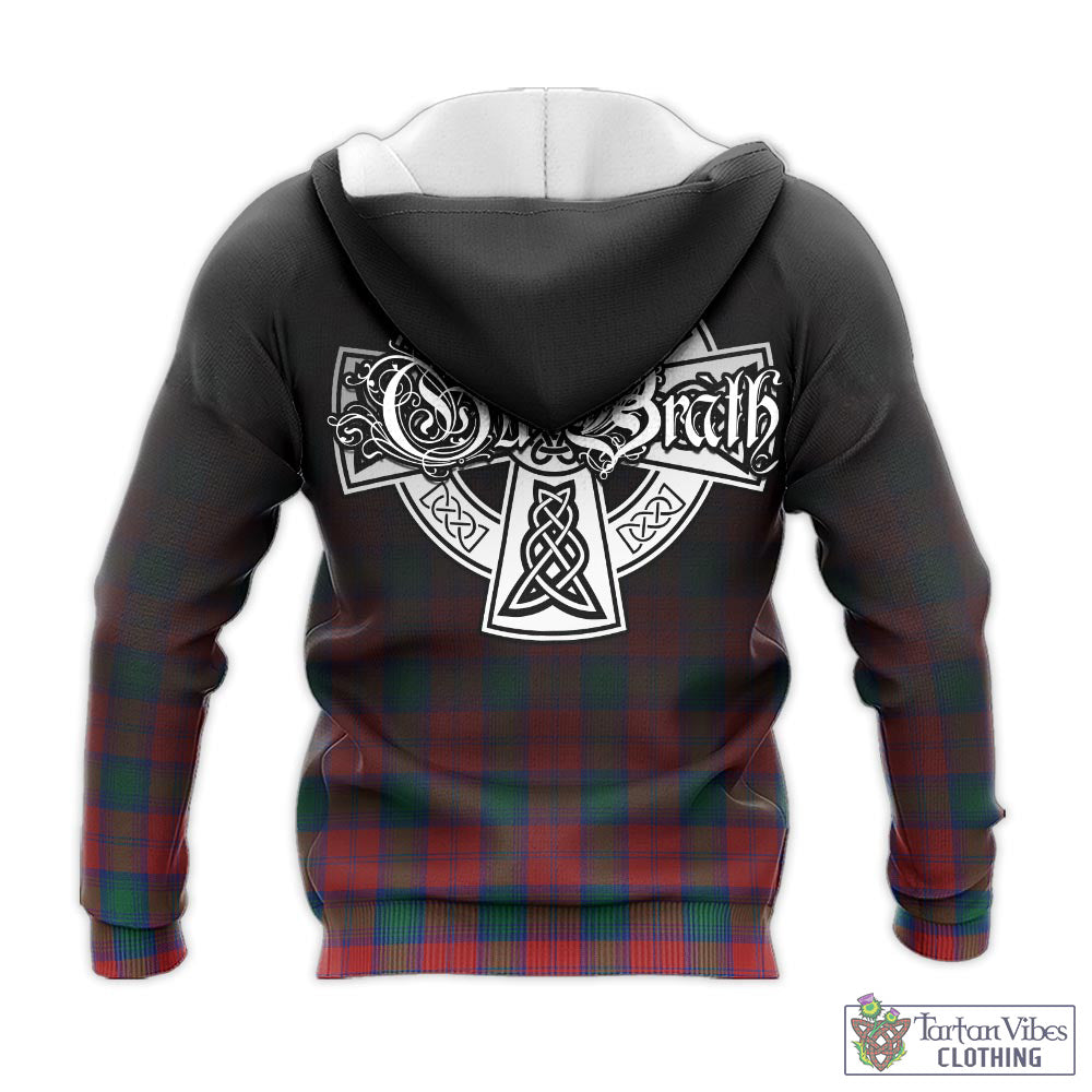 Tartan Vibes Clothing Fotheringham Modern Tartan Knitted Hoodie Featuring Alba Gu Brath Family Crest Celtic Inspired