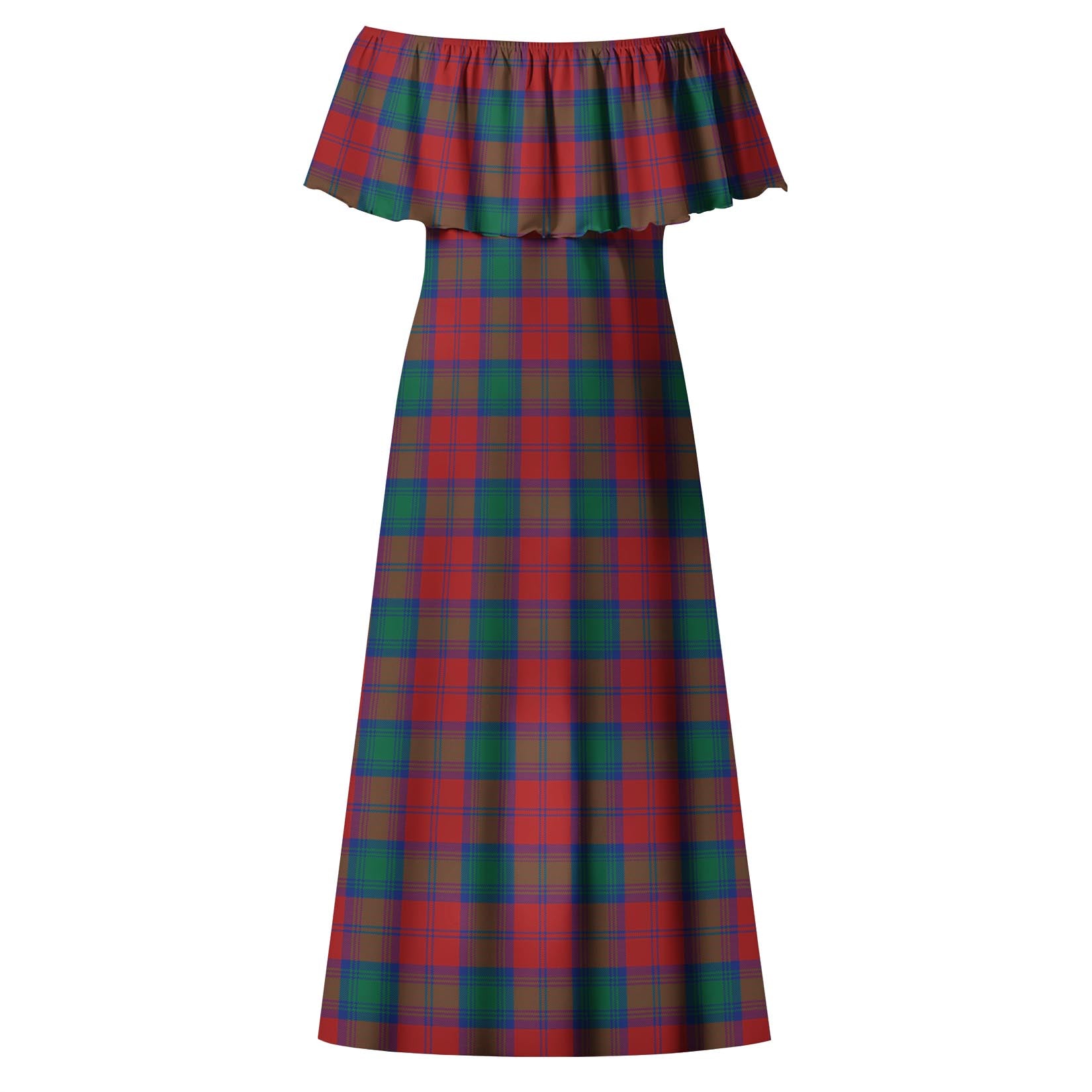 Fotheringham Modern Tartan Off Shoulder Long Dress - Tartanvibesclothing