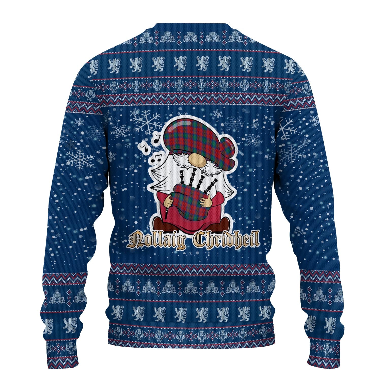 Fotheringham Modern Clan Christmas Family Knitted Sweater with Funny Gnome Playing Bagpipes - Tartanvibesclothing