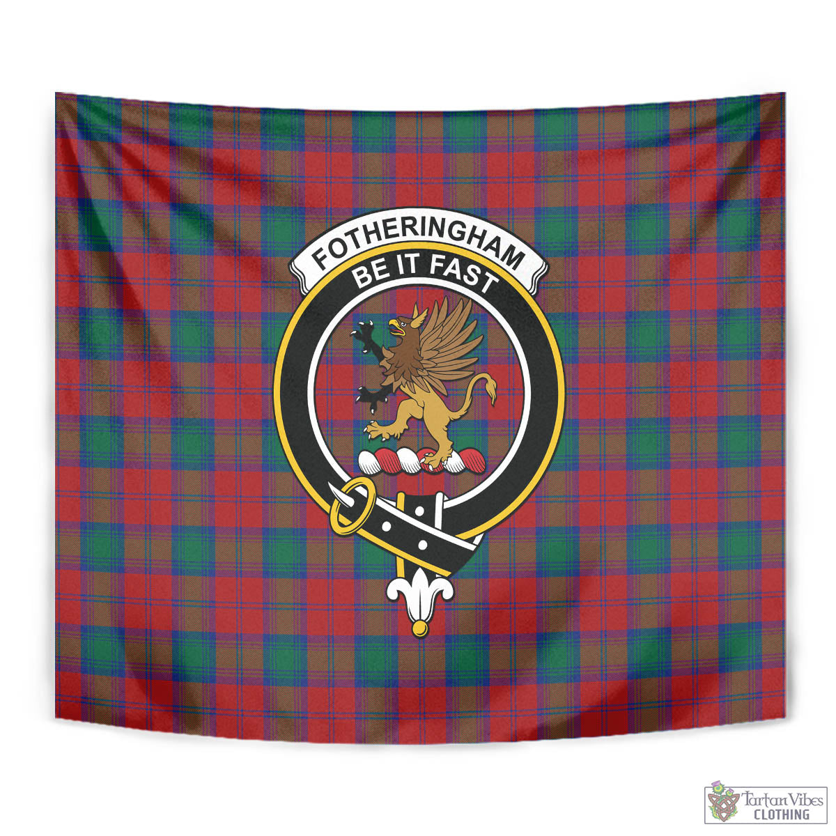 Tartan Vibes Clothing Fotheringham Modern Tartan Tapestry Wall Hanging and Home Decor for Room with Family Crest