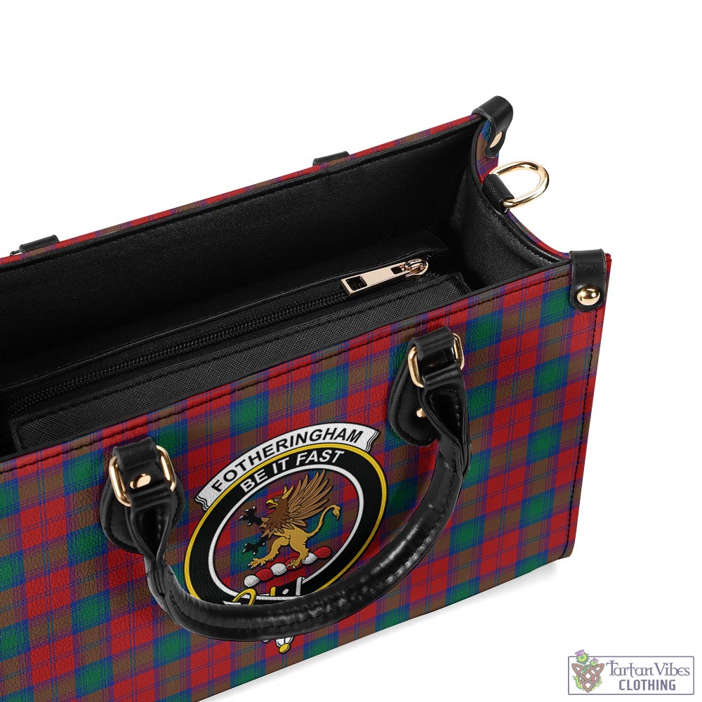 Fotheringham (Fotheringhame) Tartan Luxury Leather Handbags with Family Crest - Tartan Vibes Clothing
