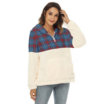 Frame Tartan Women's Borg Fleece Hoodie With Half Zip