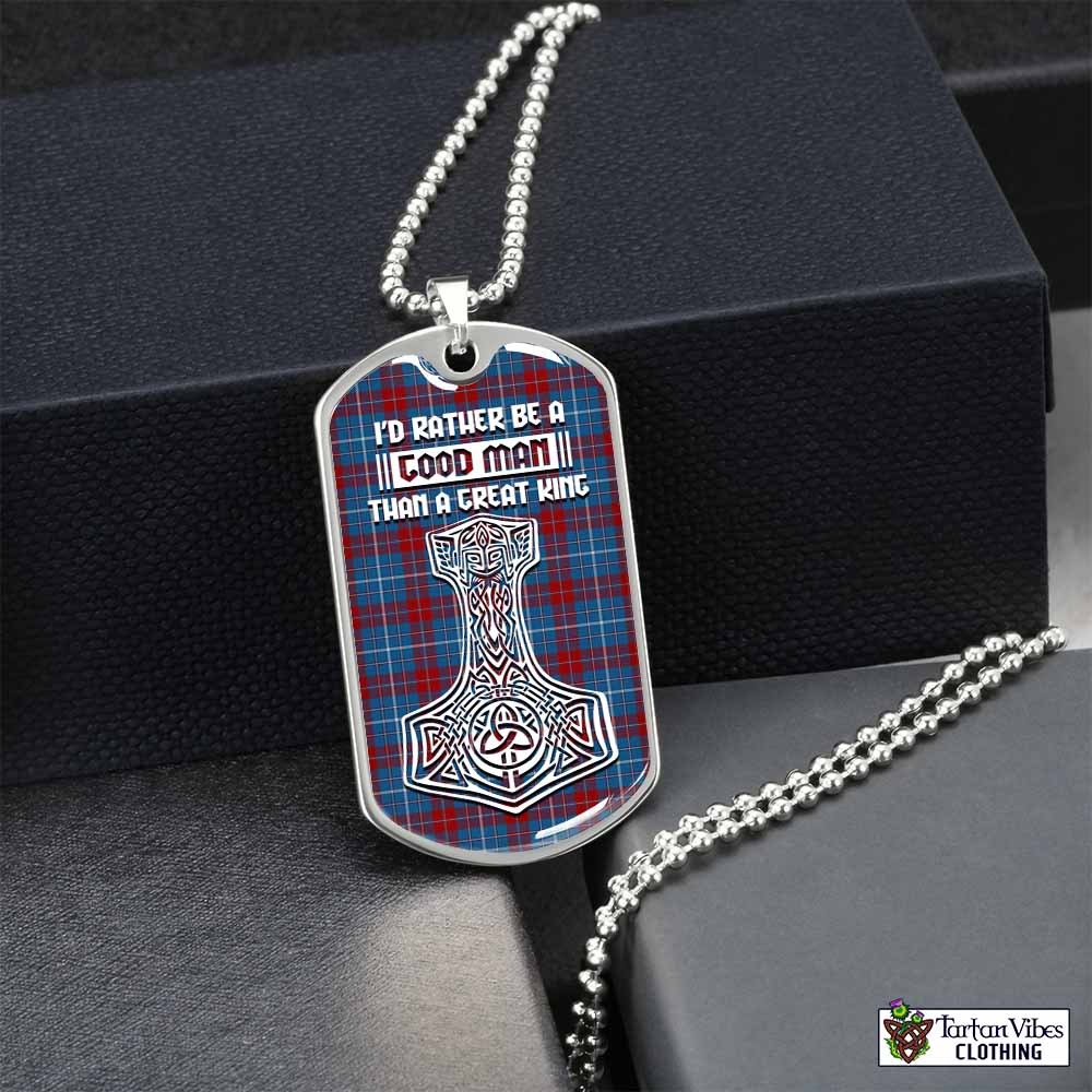 Tartan Vibes Clothing Frame Tartan Dog Tag Necklace Viking Mjolnir Style