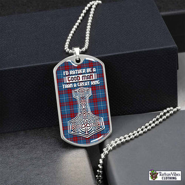 Frame Tartan Dog Tag Necklace Viking Mjolnir Style