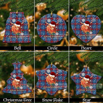 Frame Clan Tartan Ornament with Christmas Twinkle Highland Cattle