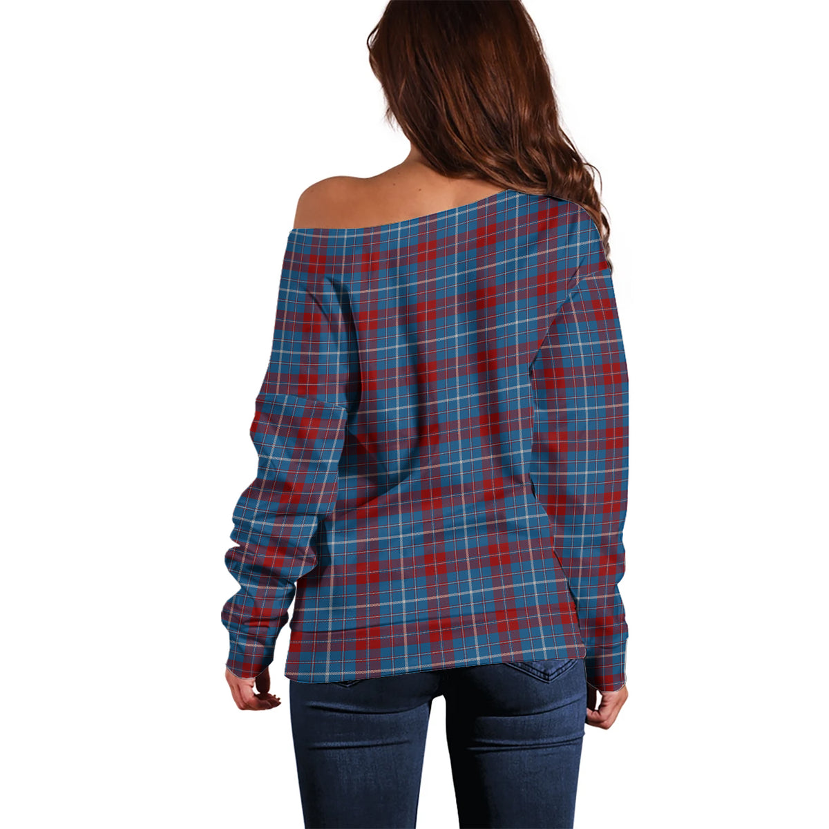 Frame Tartan Off Shoulder Women Sweater - Tartan Vibes Clothing