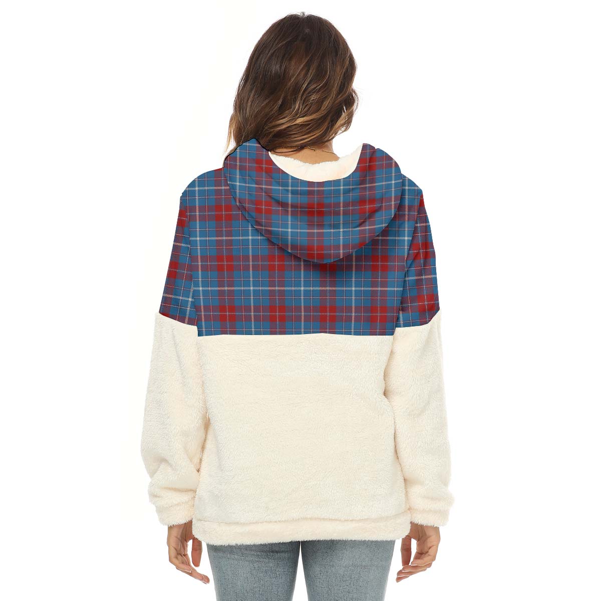 Frame Tartan Half Style Women's Borg Fleece Hoodie with Half Zip - Tartan Vibes Clothing