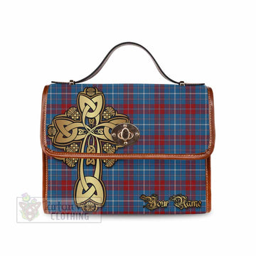 Frame Tartan Waterproof Canvas Bag Golden Thistle Celtic Cross Style