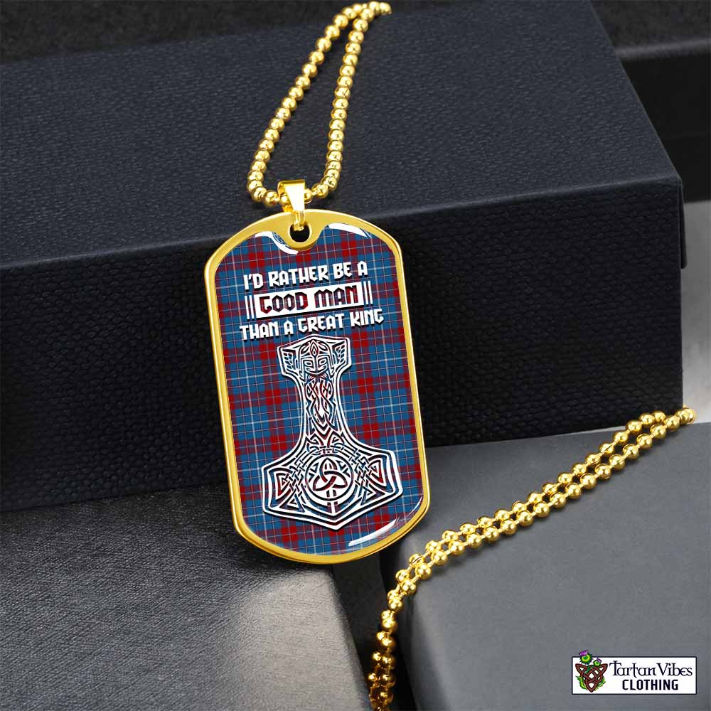 Tartan Vibes Clothing Frame Tartan Dog Tag Necklace Viking Mjolnir Style