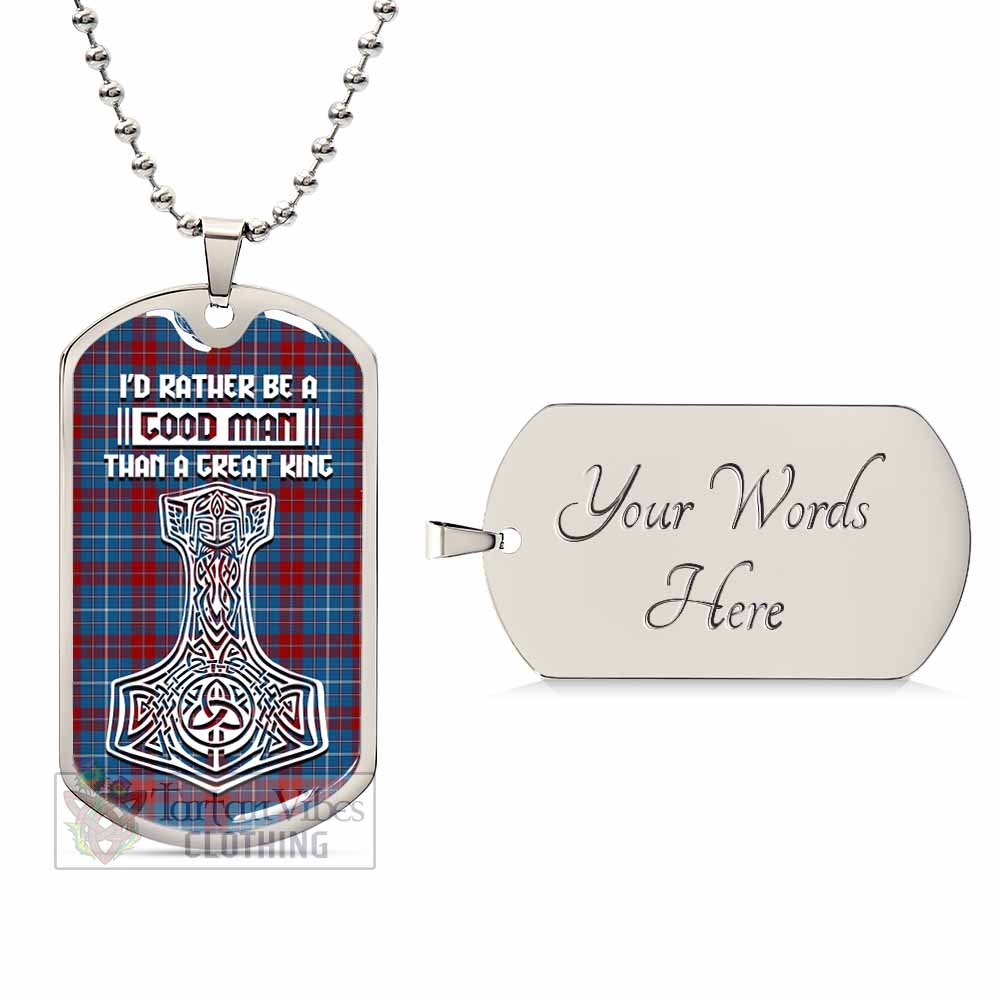 Tartan Vibes Clothing Frame Tartan Dog Tag Necklace Viking Mjolnir Style