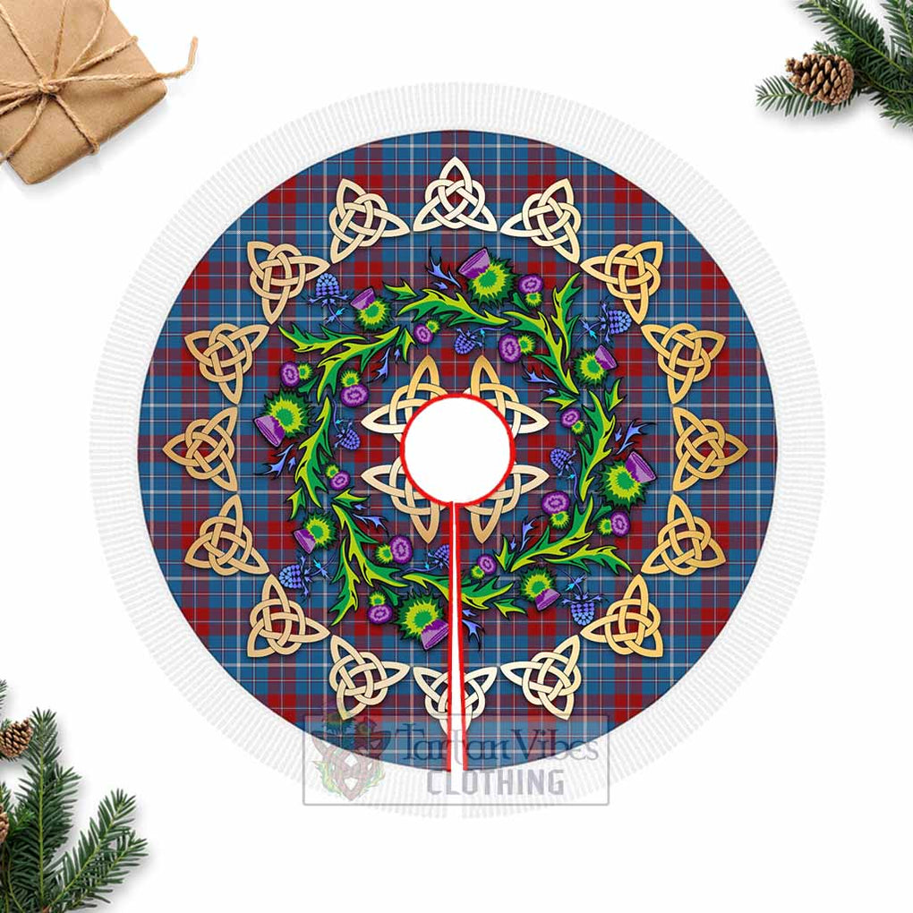 Tartan Vibes Clothing Frame Tartan Christmas Tree Skirt with Thistle Celtic Knot Style