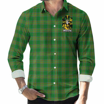 Francis Irish Clan Tartan Long Sleeve Button Up with Coat of Arms Men's Shirt - Tartan Vibes Clothing