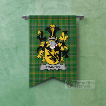 Francis Irish Clan Tartan Gonfalon, Tartan Banner with Coat of Arms Fishtail - Tartan Vibes Clothing
