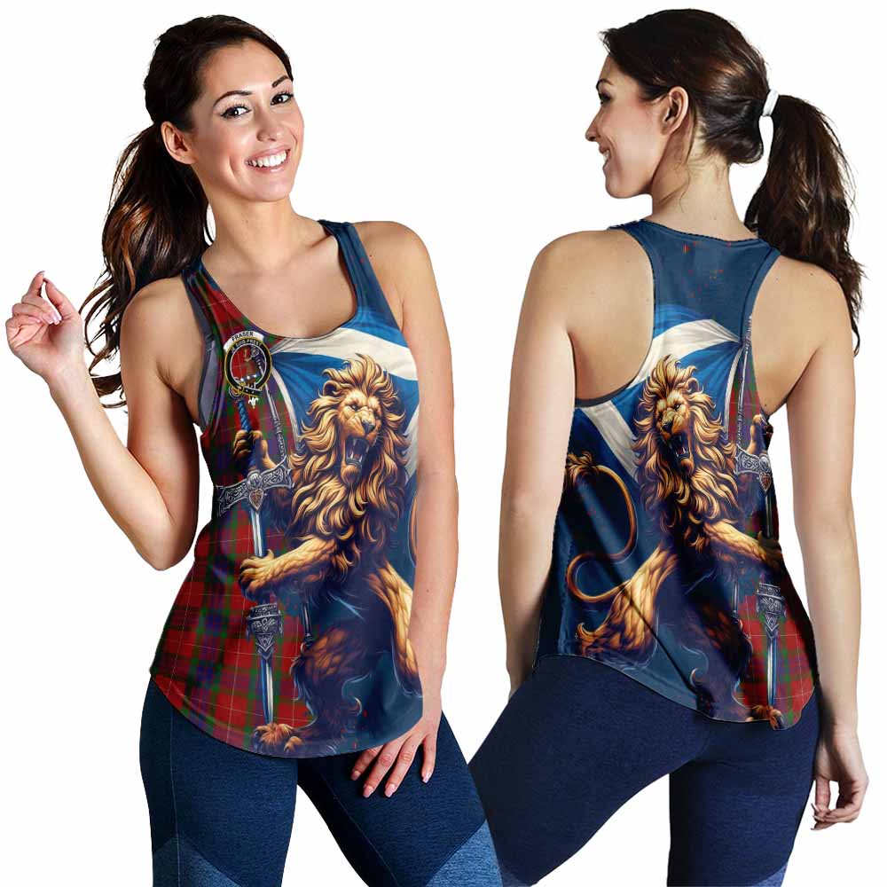 Tartan Vibes Clothing Fraser Tartan Family Crest Women's Racerback Tanks with Scottish Majestic Lion