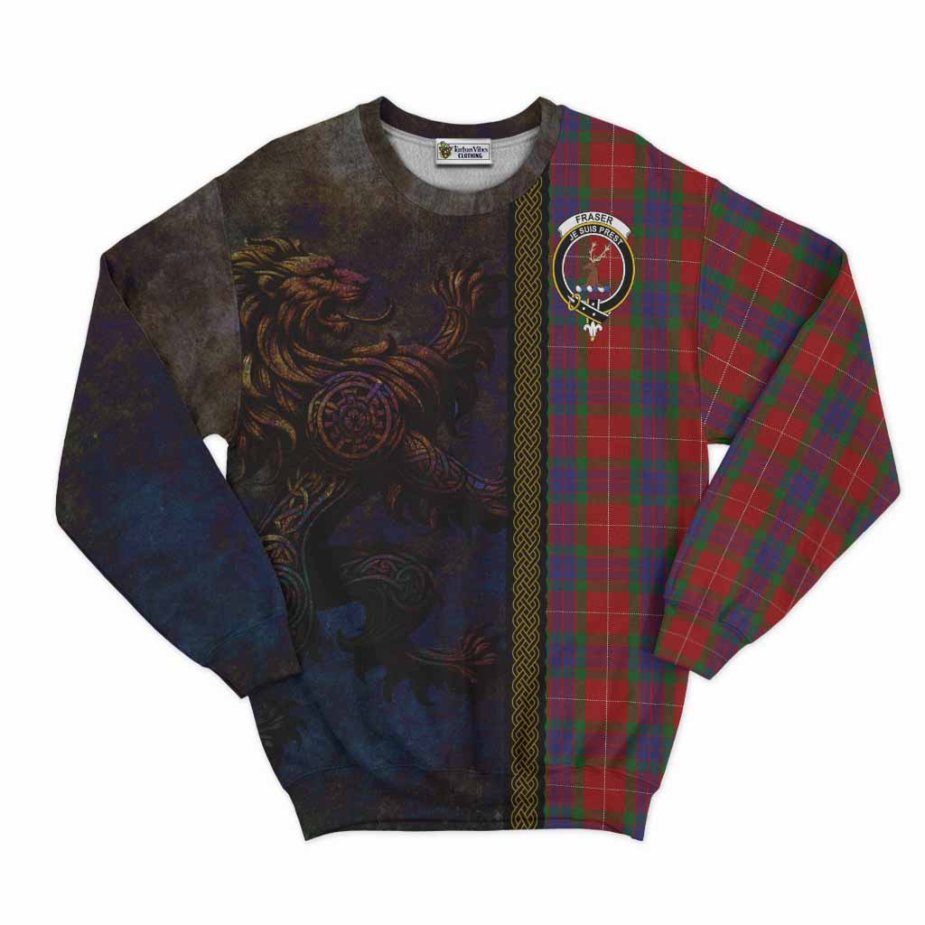 Fraser Tartan Family Crest Sweatshirt Alba Gu Brath Be Brave Lion Ancient Style Unisex - Tartan Vibes Clothing