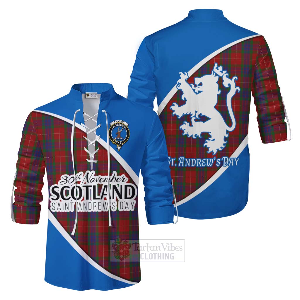 Tartan Vibes Clothing Fraser Family Crest Tartan Ghillie Kilt Shirt Celebrate Saint Andrew's Day in Style