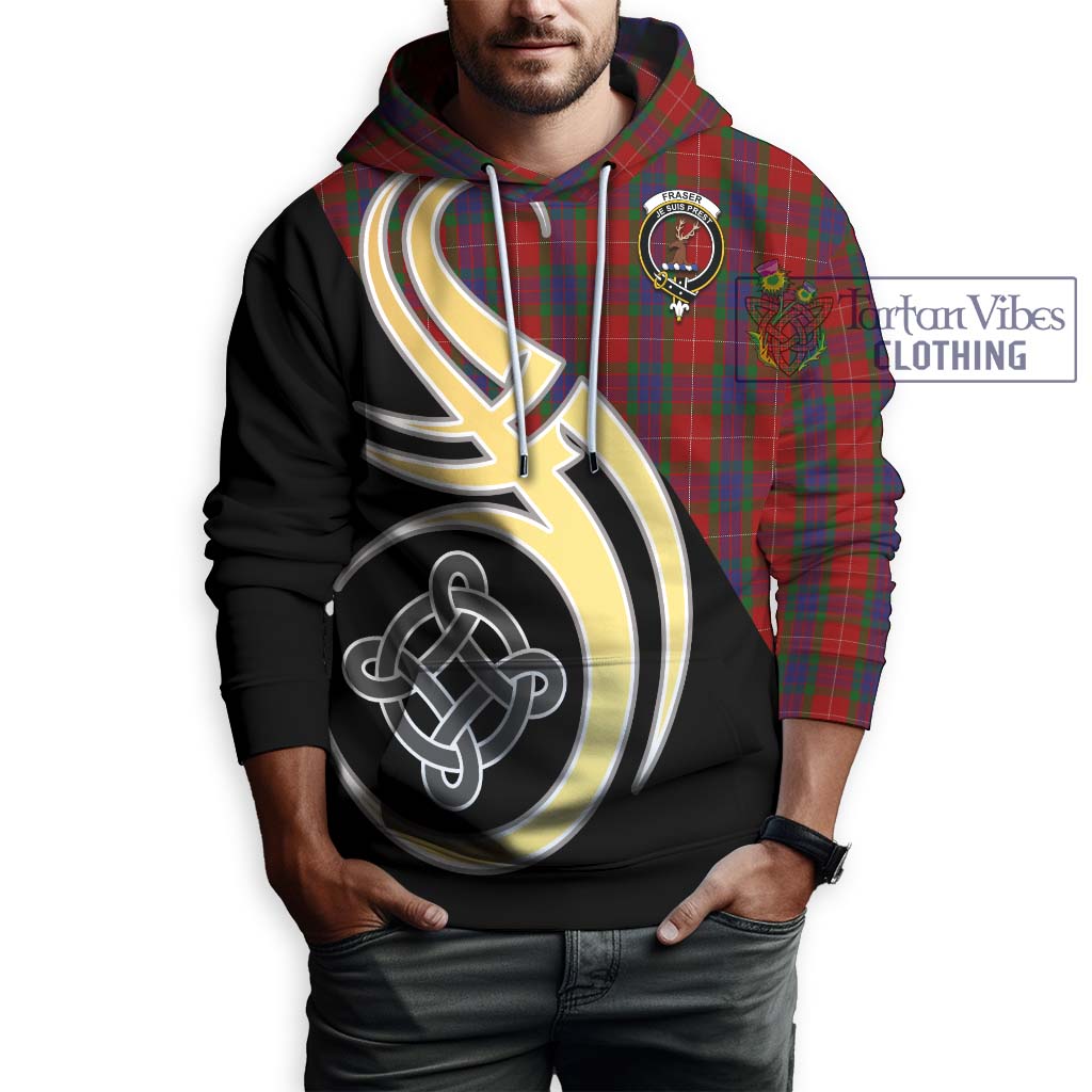 Fraser Tartan Hoodie with Family Crest and Celtic Symbol Style Zip Hoodie - Tartan Vibes Clothing