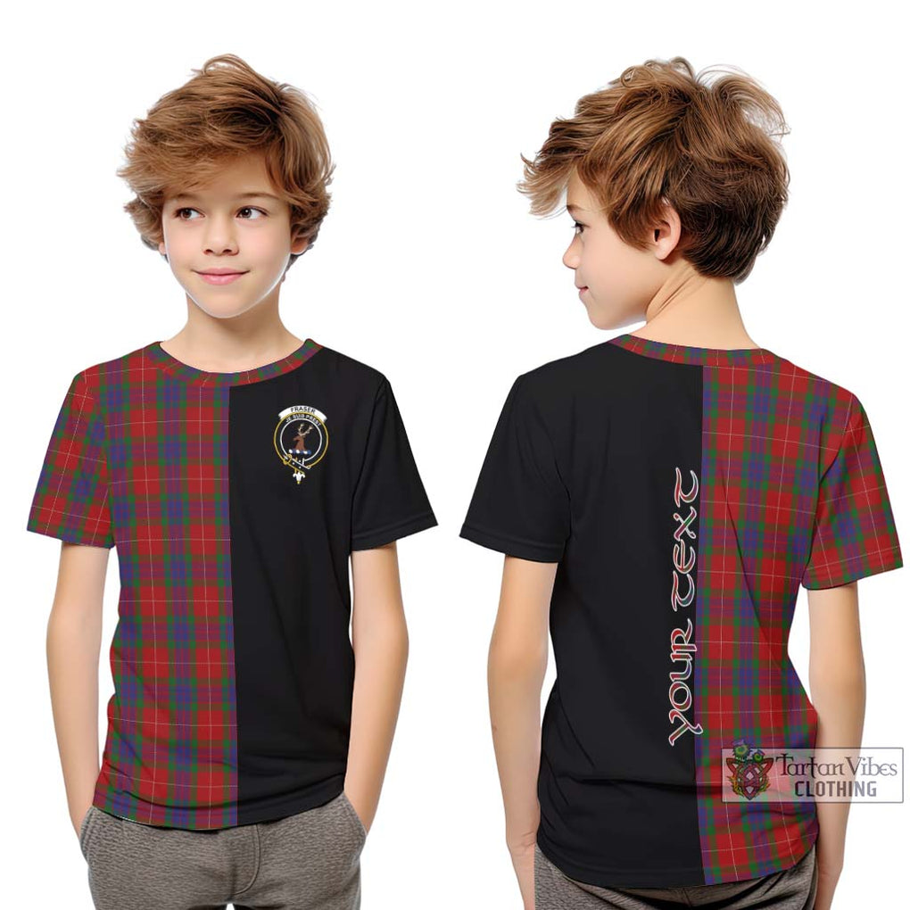 Fraser Tartan Kid T-Shirt with Family Crest and Half Of Me Style Youth XL Size14 - Tartanvibesclothing Shop