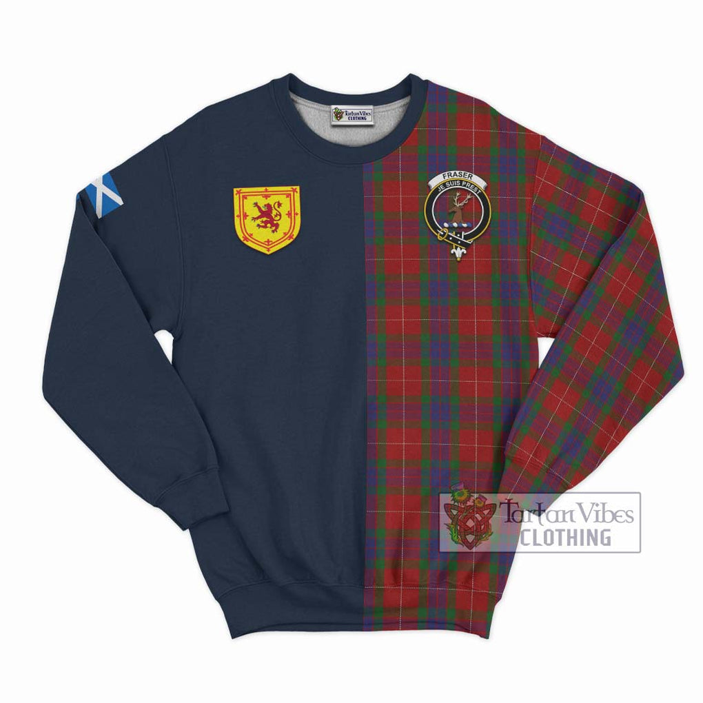 Tartan Vibes Clothing Fraser Tartan Sweatshirt with Scottish Lion Royal Arm Half Style