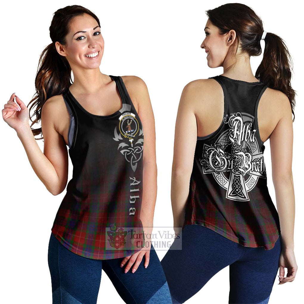 Tartan Vibes Clothing Fraser Tartan Women's Racerback Tanks Featuring Alba Gu Brath Family Crest Celtic Inspired