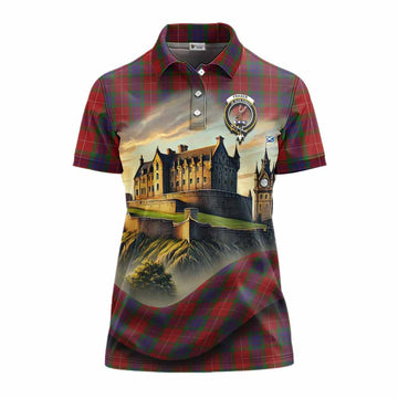 Fraser Tartan Family Crest Women's Polo Shirt with Scottish Ancient Castle Style Women - Tartan Vibes Clothing
