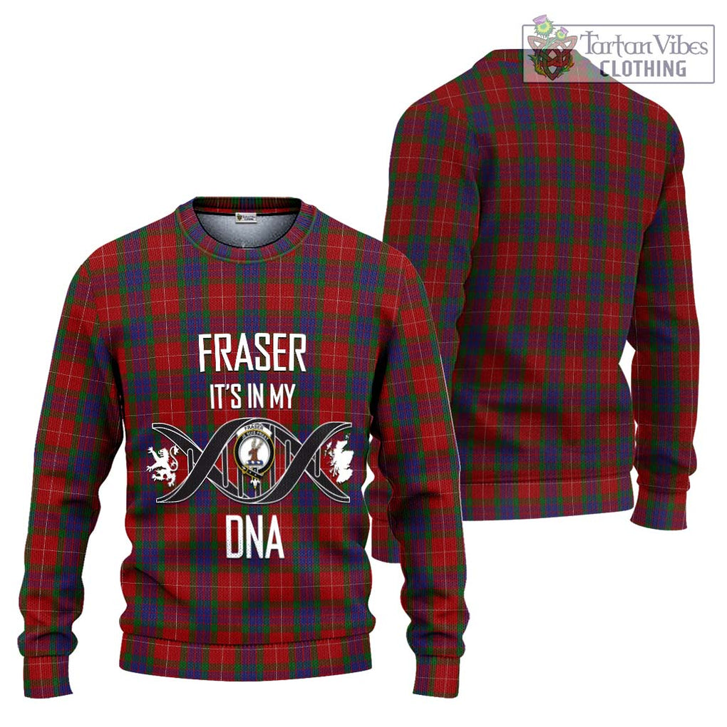 Fraser Tartan Knitted Sweater with Family Crest DNA In Me Style Unisex - Tartanvibesclothing Shop