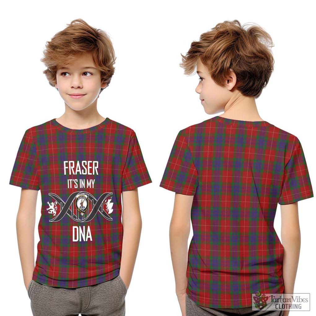 Fraser Tartan Kid T-Shirt with Family Crest DNA In Me Style Youth XL Size14 - Tartanvibesclothing Shop