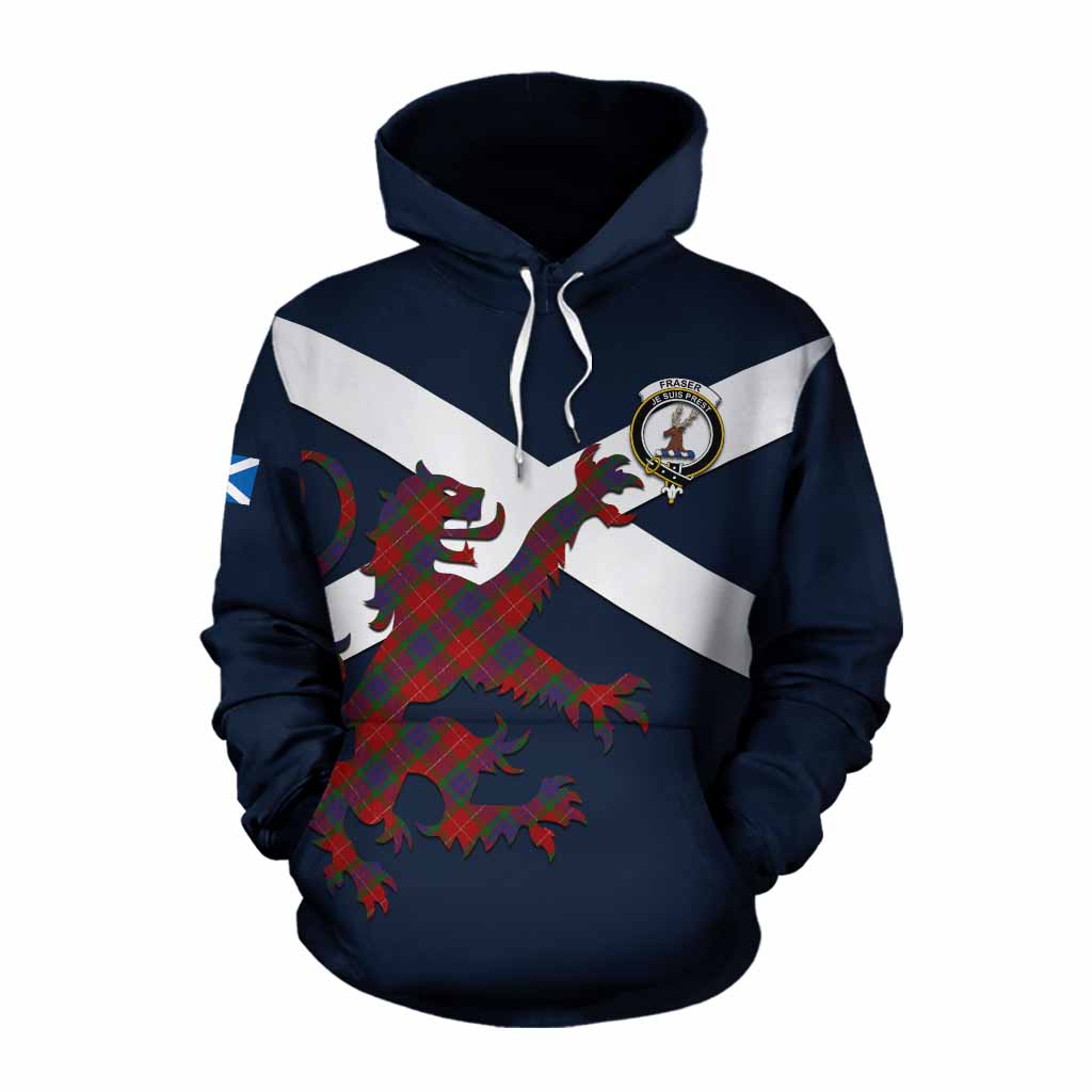 Tartan Vibes Clothing Fraser Tartan Lion Rampant Cotton Hoodie Proudly Display Your Heritage with Alba Gu Brath and Clan Name