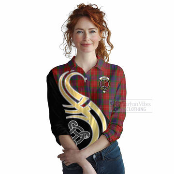 Fraser Tartan Women's Casual Shirt with Family Crest and Celtic Symbol Style