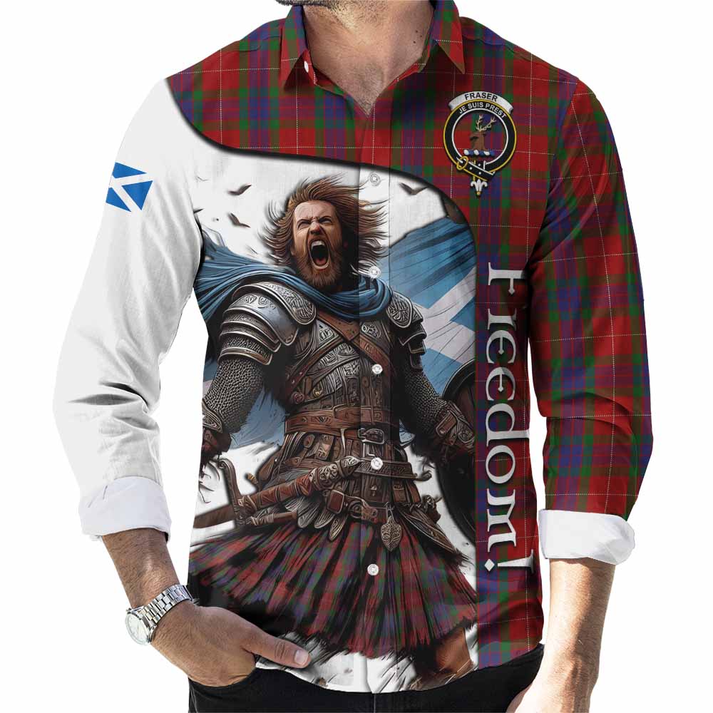 Tartan Vibes Clothing Fraser Crest Tartan Long Sleeve Button Shirt Inspired by the Freedom of Scottish Warrior