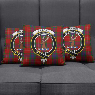 Fraser Tartan Pillow Cover with Family Crest